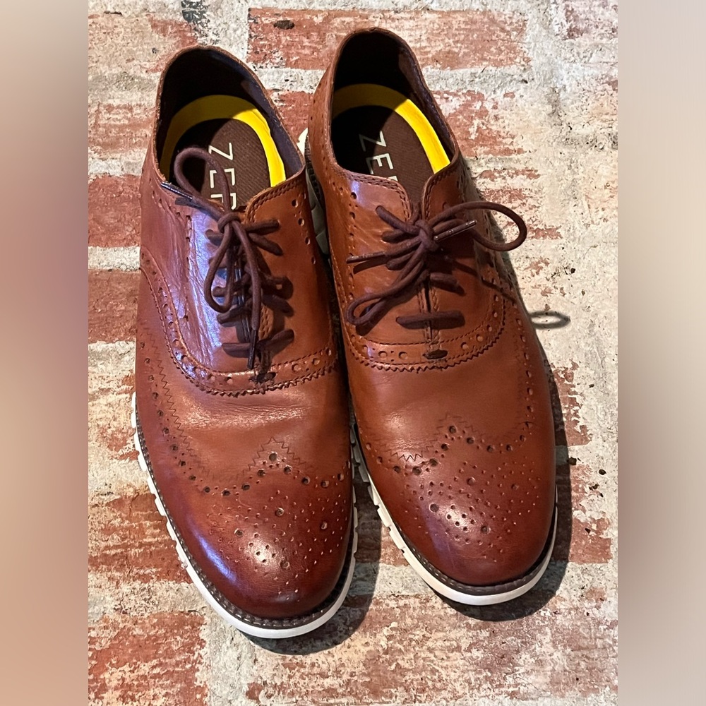 COLE HAAN Zero Grand brown leather wingtip oxfords